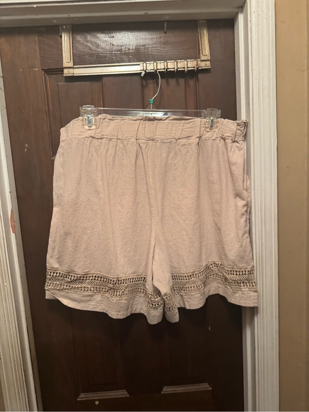 Women's SHEIN Curve 2XL Cream Crochet Hem Elastic Waist Shorts